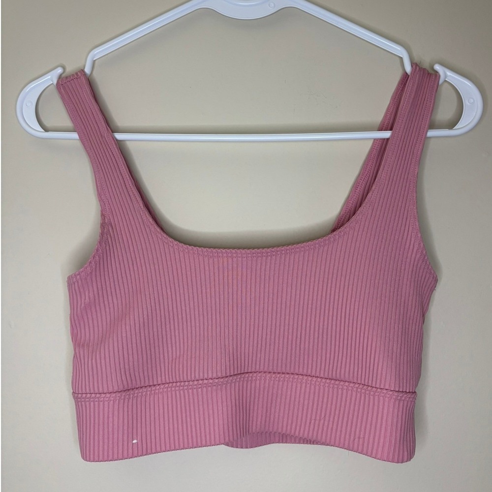 Aero Pink Ribbed Cutout Back Activewear Crop Top Tank Womens Small